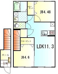 大浜通りすずかけ館 2LDKの間取図画像