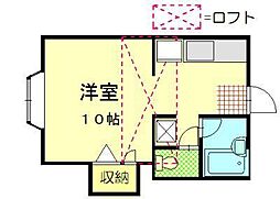 メゾンド・シェーヌ ワンルームの間取図画像
