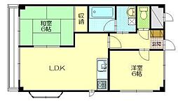 カルディア山王 2LDKの間取図画像