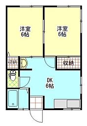 シティハイムT 2DKの間取図画像
