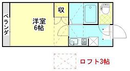 レオパレス楢山登町 1Kの間取図画像
