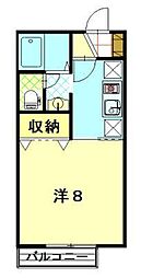 ドミナス泉中央B棟 1Kの間取図画像