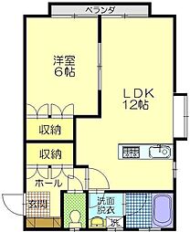 メゾンエスポワール 1LDKの間取図画像