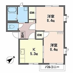 カーサ如月 2Kの間取図画像