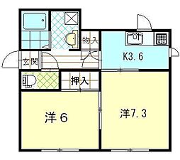 コーポアイリス 2Kの間取図画像