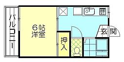タウニィロワール 1Kの間取図画像