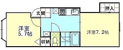 アーバンハイツ港南E 2Kの間取図画像