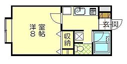 メゾンドペルル2 1Kの間取図画像