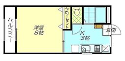 ルーミー206 1Kの間取図画像