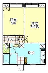 コーポドリマ1 2DKの間取図画像