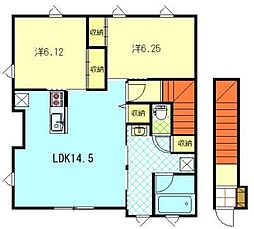 アーバンシティ山王II棟 2LDKの間取図画像