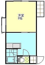 コーポゆたかD 1Kの間取図画像