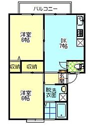 サンライフタカナオ 2DKの間取図画像