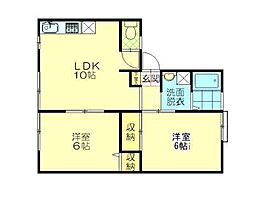 サンライフタカナオ 2LDKの間取図画像