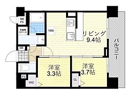 スプランディッド茨木天王 3階2DKの間取り