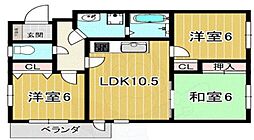 JR東海道・山陽本線 吹田駅 徒歩16分の賃貸マンション 1階3LDKの間取り