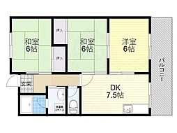 ハイツサニーサイド 3DKの間取図画像