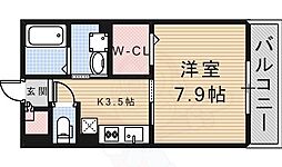 メルレット 1Kの間取図画像