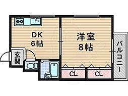 岡本ハイツ 3階1DKの間取り