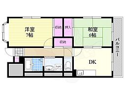 森マンション 2DKの間取図画像