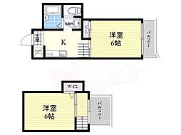 Five Two 9階2Kの間取り