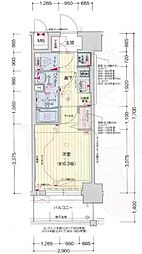 プレサンス淡路駅前 3階1Kの間取り