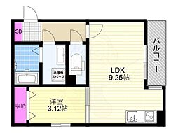 リブレメゾン淡路1 3階1LDKの間取り