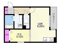 リブレメゾン淡路1 3階1LDKの間取り