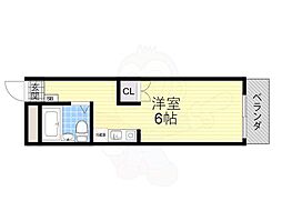 パル下新庄 1階ワンルームの間取り