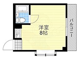 西原ハイツ 5階ワンルームの間取り