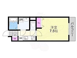 LIVIAZ　KITAOSAKA　BREZZA 3階1Kの間取り