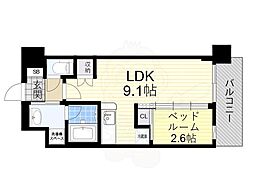 コンフォリア・リヴ淡路 1LDKの間取図画像