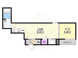 F asecia Sureau 1階1LDKの間取り