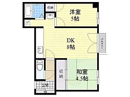 アパートメントK 2DKの間取図画像