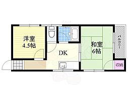 中嶋ハイツ 2DKの間取図画像