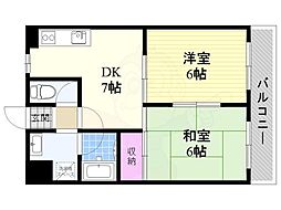 木島マンション 2DKの間取図画像