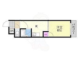 フローラル井上 1Kの間取図画像