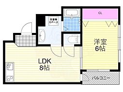 ウイング司 1LDKの間取図画像