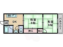 メゾン豊里 2DKの間取図画像