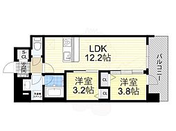 スプランディッド大阪EAST 2LDKの間取図画像
