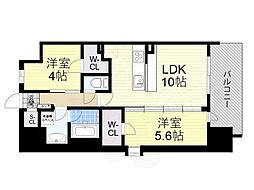 スプランディッド大阪EAST 2LDKの間取図画像
