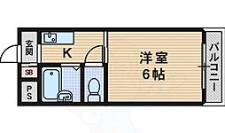 アビタシオン豊新 1Kの間取図画像