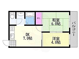 第8東城マンション 2DKの間取図画像