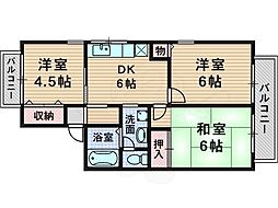 セジュール大桐A 3DKの間取図画像
