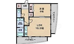 キャニスコート上新庄 1LDKの間取図画像