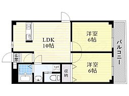 エクシード豊里 2LDKの間取図画像