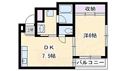 ウイング司 1DKの間取図画像