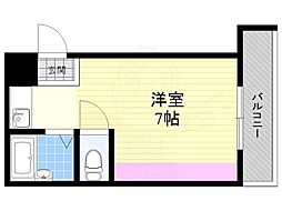 パイン・ハイツ新大阪 1Kの間取図画像