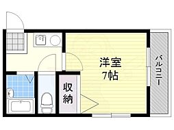 弘和ハイム 1Kの間取図画像