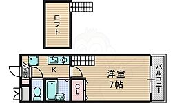 ロッソデステ 1Kの間取図画像
